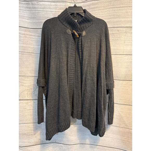 Halogen Wool Poncho Cape Sweater With Toggle Closure O/S - Picture 1 of 4
